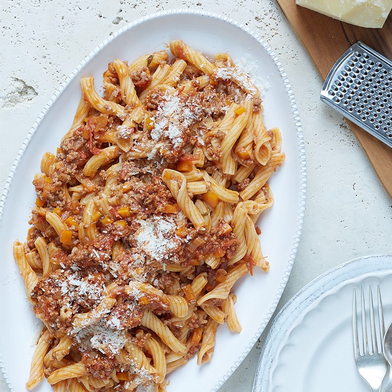 Gigli pasta with Bolognese sauce