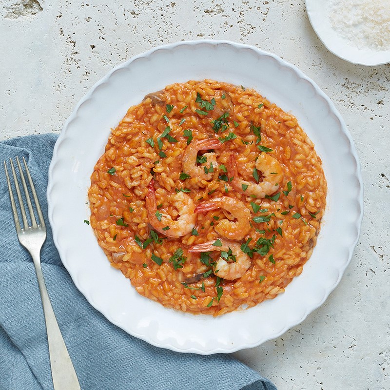 Risotto with shrimp and porcini mushrooms